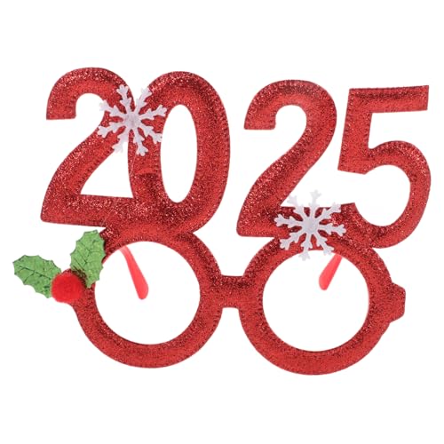 Cabilock Digitale Brille Weihnachtsfeier Brillen Neujahrs-sonnenbrille Lustige Brille Weihnachtsbrille Requisiten Foto-requisiten Für Das Neue Jahr 2025 Kunststoffe Und Harze Rot von Cabilock