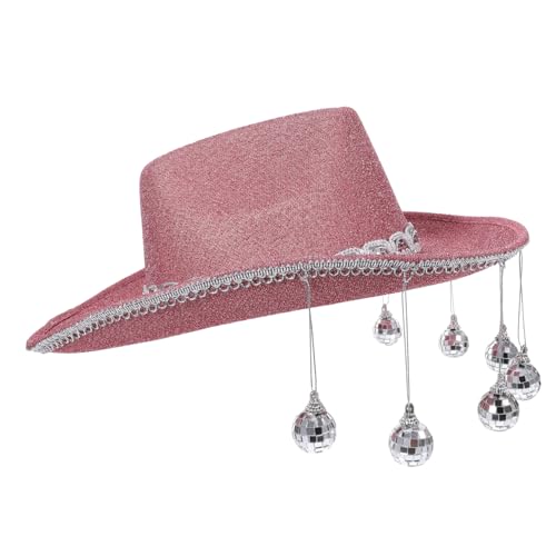 Cabilock Disco-cowboyhut Disco-kugel-cowgirl-hut Mit Fransen Party-requisiten Für Das Neue Jahr 2023 Partyhut Jugendhut Cosplay-kostümhut Cowgirl-outfit-accessoire Frauen Hut Rosy Plastik von Cabilock