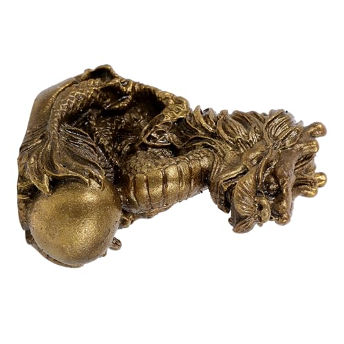 Cabilock Drachenverzierung dekorative Drachenfigur Katzen-Armaturenbrett-Ornament Living Room Decoration wohnzimmerdeko glückverheißende Drachenfigur Drachenhandwerksdekor Kupfer Golden von Cabilock