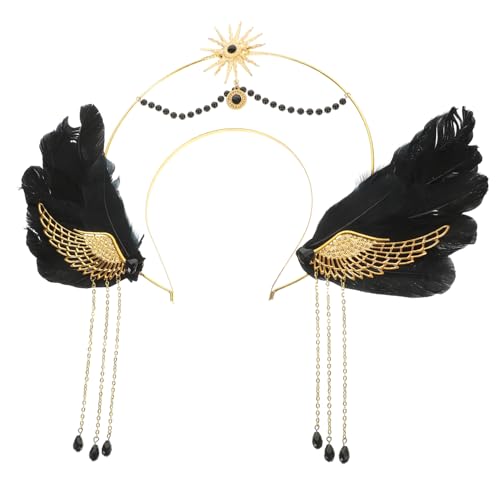 Cabilock Halloween-kopfschmuck Engelskrone Kopfschmuck Für Erwachsene Frauen Krone Der Göttin Frauen Gothic-kopfbedeckung Engel-stirnband Stirnband Für Damen Goldene Krone Black Legierung von Cabilock