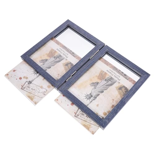 Cabilock Holz Fotorahmen Doppelte Fotorahmen Tisch Fotorahmen Foto Display Rahmen Fotorahmen Faltbarer Haushalts Fotorahmen Bilderrahmen Exquisiter Bilderrahmen Blaues Acryl von Cabilock