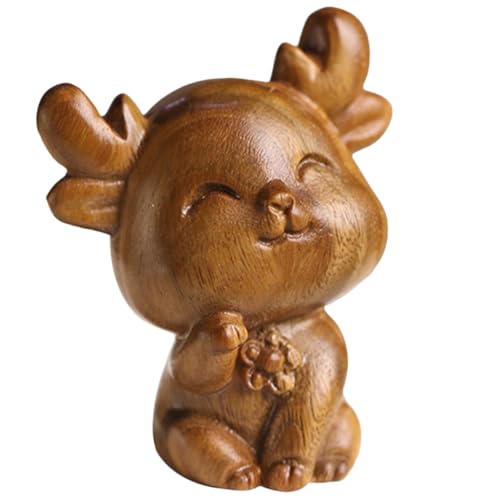 Cabilock Holzfiguren Dekoration DIY Ornamente Weihnachtsschmuck Hirschschmuck Kleine Dekoration Heimdekoration Hirschfiguren Spielzeug Urlaub Rentierfiguren Spielzeug Miniatur Hirschstatue von Cabilock