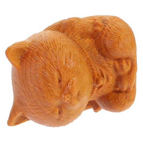 Cabilock Holzschnitzerei Kätzchendekoration Katzenfiguren Holzkatzenskulptur Holzornamente Zum Basteln Holzornamente Desktop Holzdekor Holzhandwerksornamente Katzenornamente von Cabilock