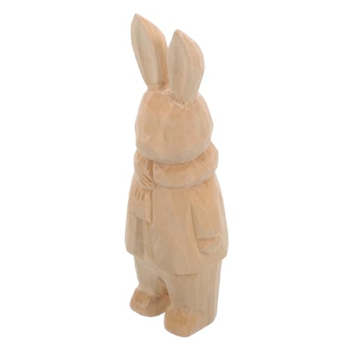 Cabilock Kaninchen Aus Holz Kaninchenstreu Figuren Wurf Unbemalte Hasenfigur Kaninchen- Für Zu Hause Unvollendeter Stehender Hase Beflockter Hase Kaninchen-skulptur Heu Hölzern von Cabilock