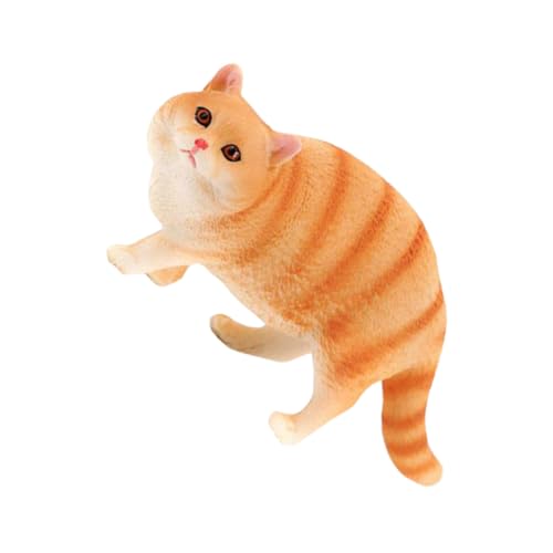 Cabilock Katzenornamente Deko Für Den Schreibtisch Tischdekoration Tischdekoration Miniatur Tierornament Smoking Katzensimulation Katzenfigur Miniatur Dekoration Kunststoff Orange von Cabilock