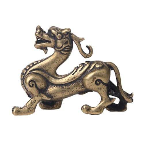 Cabilock Kirin Teehaustier Kupferwaren Kylin Ornament Charms Anhänger Büro Retro 2022 Chinesische Figuren Statue Gold Esstisch Mittelstücke Feng Shui Tierstatuen Wohnkultur Messing von Cabilock