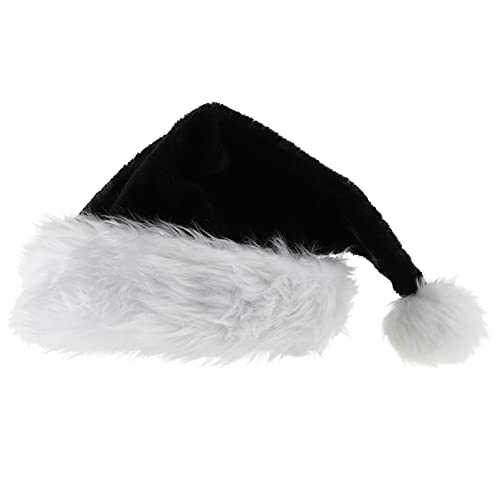 Cabilock Plüsch-Nikolausmützen Weihnachts-Plüschmütze Cosplay-Requisiten Halloween-Partyhut Weihnachtskopfbedeckung für Unisex-Erwachsene Festliche Partyzubehör Schwarz von Cabilock