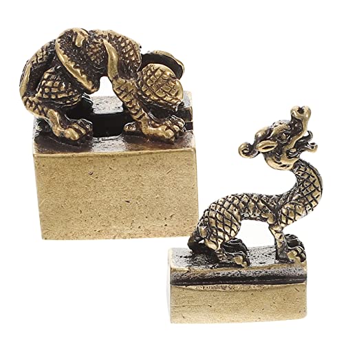 Cabilock Qinglong-siegel Süße Figuren Chinesische Sternzeichenfiguren Tischdeko Mit Drachenstatue Feng-Shui-reize Feng-Shui-lin Mini-Desktop-Ornament Mini-Tiere Altes Handwerk Kupfer von Cabilock