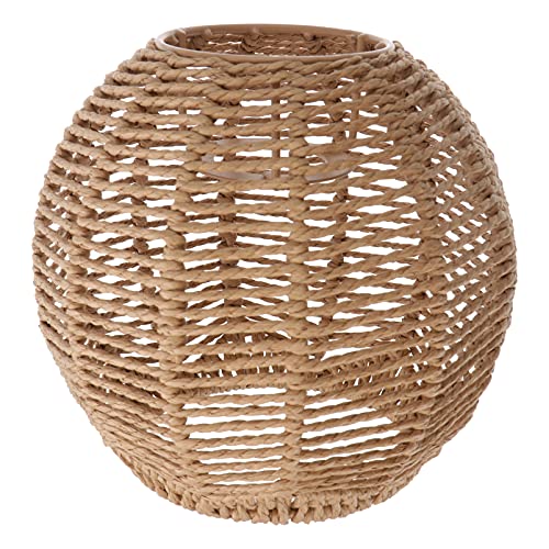 Boho Rattan Lampenschirm Hängelampe Stehlampe Papierlampenschirm Pendelleuchtenschirm Korblampen Hängend Laterne Tischleuchte Ersatzschirm Lampenschirm Zubehör für Tischlampe Hängeleuchten von Cabilock