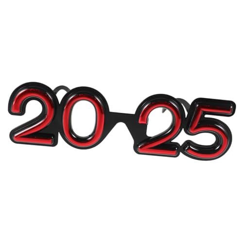 Cabilock Silvester-Partybrille 2025 Neujahrsbrille 2025 Zahlenbrille 2025 Nummernbrille 2025 Brille Lustige Brillen Einzigartige Brillen Party-Requisiten Party-Gunst-Gläser STK rot von Cabilock