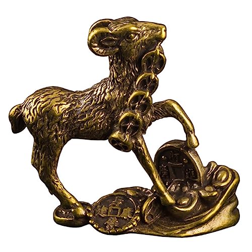 Cabilock Tee-Haustier-Ornament Autoschmuck Reichtum Figur Schreibtisch Büro-Schreibtischdekorationen Animal Figures Schreibtisch Dekoration Ziegendekor Ziegenhandwerk Messing Golden von Cabilock