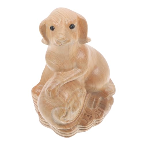 Cabilock Tierornamente Holzornament Hundefiguren Holzdekor Kleine Hundefiguren Hundestatue Hundeornament Holzschnitzerei Ornament DIY Holzornamente Hundedekorationen von Cabilock