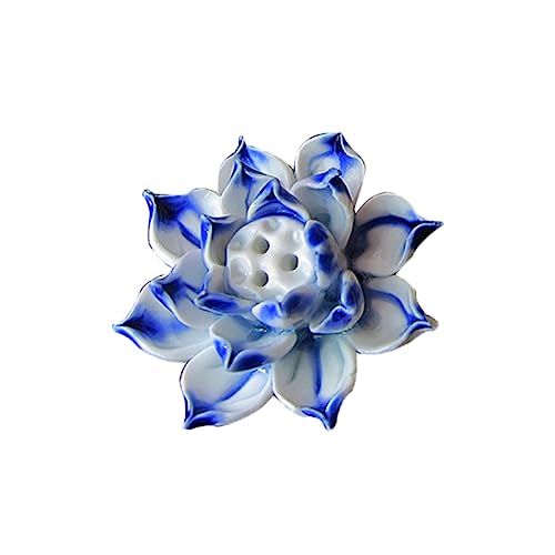 Cabilock Tischdekoration Lotus-schmuck Kunsthandwerk Desktop-Handwerk Quadratischer Karabiner Lotus-Handwerk Heimdekoration Dekorationen Erdfarbene Ornamente Platte Lotusschmuck Blue von Cabilock