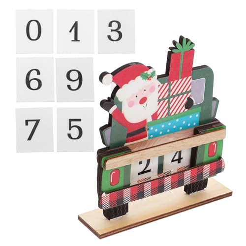 Cabilock Weihnachtsdekoration Weihnachtszimmerdekoration roter LKW-Weihnachtsdekor weihnachtsfest weihnachtsgeschenk Weihnachts-Countdown-Kalender Tage bis zum Weihnachtskalender hölzern von Cabilock