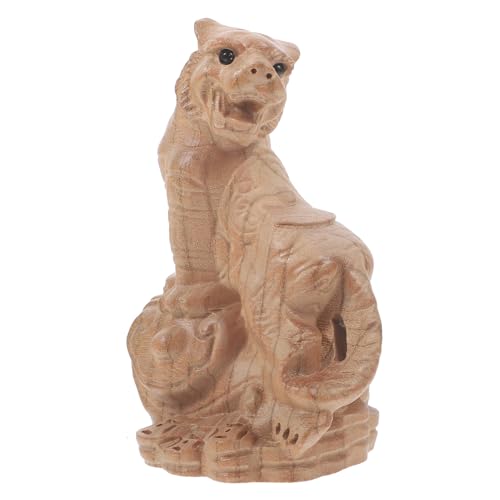 Cabilock Zwölf Tierkreiszeichen Holzschnitzerei Tiger Wohnkultur Tigerdekor Tiger Holzhandwerk Tigermodell Holztigerskulptur Desktop Tigerfigur Schreibtisch Tierstatue Holzfiguren von Cabilock