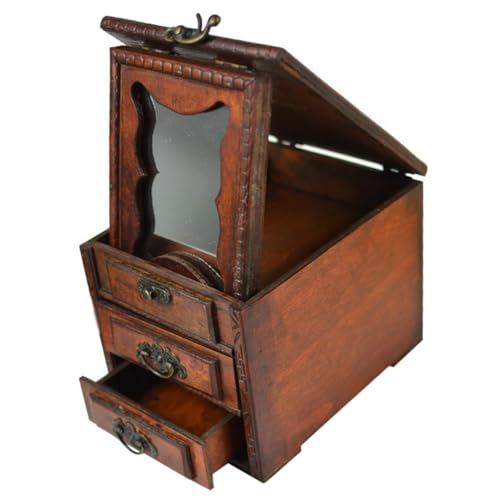 Cabilock antike schmuckschatulle jewelry box schmuck box schmuckkassette Schmuckkoffer schmuck kästchen Schublade Anhänger retro Ornamente schmuckschatulle aus holz Schmuckbehälter PU Brown von Cabilock