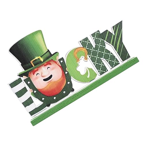 Cabilock glückliche Ornamente Tischdekoration St Patrick's st Patricks Day Banner St. Patricks Day Kostüm Stiele bürodeko büro Dekoration Abendessen Holzschild Tischschilder aus Holz Green von Cabilock