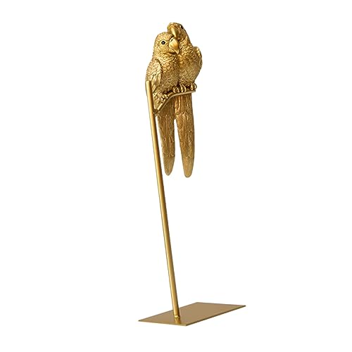 Cabilock papageienverzierungen Vogelfütterer aufblasbares Kostüm Schulterpapagei Ara bürodeko Living Room Decoration Desktop-Papagei-Ornament Papagei-Ornament für den Tisch Legierung Golden von Cabilock