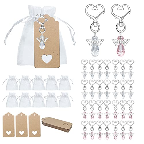 Cachpib 30 Set Schutzengel Anhänger Schlüsselanhänger, Engel Kristall Schlüsselanhänger Engelsflügel Anhänger Schlüsselanhänger mit Paket Taschen und Tags, Engel Souvenir Schlüsselanhänger Set für von Cachpib