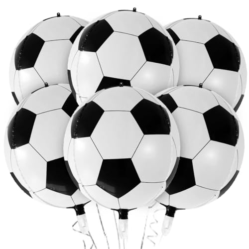 6 Stück Fussball Luftballon, 22 Zoll 4D Fussball Folienballons, Fussball Deko Geburtstag Kinder, Fußball Deko, für Spieltag Fußball Sport Fussball Thema Geburtstag Party von Cadimus