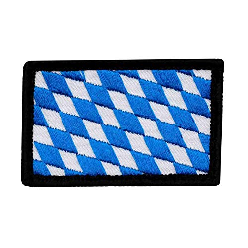 Café Viereck ® Bundesland Patch Bayern Flagge Gestickt mit Klett – 6 cm x 4 cm – Blau von Café Viereck