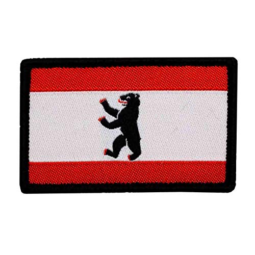 Café Viereck ® Bundesland Patch Berlin Flagge Gewebt mit Klett - 6 cm x 3,7 cm von Café Viereck