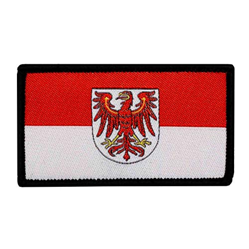 Café Viereck ® Bundesland Patch Brandenburg Flagge Gewebt mit Klett – 7 x 4 cm von Café Viereck