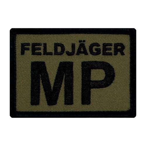 Café Viereck ® Bundeswehr Feldjäger MP Patch – Hochwertiges Patch für die Feldjägertruppe – 7 x 5 cm – Bestickt, Klettrückseite & Kettelrand – Robust & langlebig – Oliv von Café Viereck