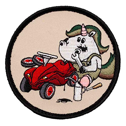 Café Viereck ® Bundeswehr Instandsetzung Einhorn mit Auto Fun Patch Gestickt mit Klett - 8 cm von Café Viereck