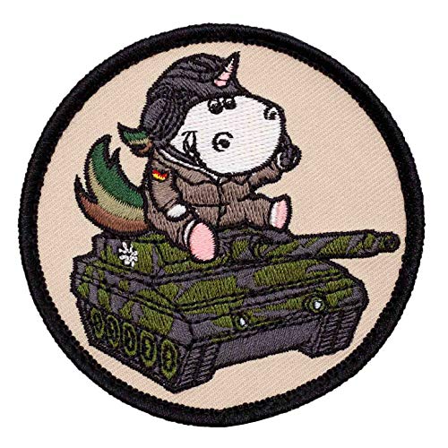 Café Viereck ® Bundeswehr Panzer Panzertruppe Einhorn Fun Patch Gestickt mit Klett - 8 cm von Café Viereck