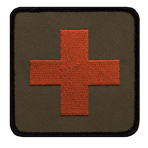 Café Viereck ® Bundeswehr Sanitäter Kreuz Medic Patch Gestickt mit Klett - 8 x 8 cm oliv von Café Viereck