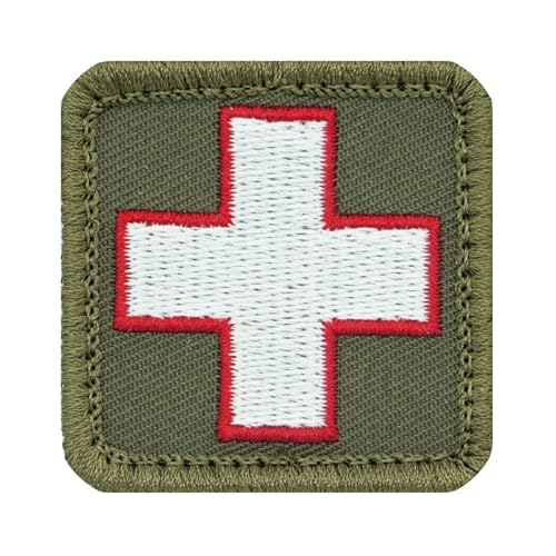 Café Viereck ® Bundeswehr Sanitäter Medic Kreuz Patch Gestickt mit Klett - 4 cm x 4 cm (oliv/weiß 4 x 4 cm) von Café Viereck