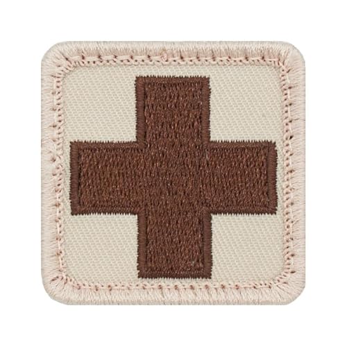 Café Viereck ® Bundeswehr Sanitäter Medic Kreuz Patch Gestickt mit Klett - 4 cm x 4 cm (sand/braun 4 x 4 cm) von Café Viereck