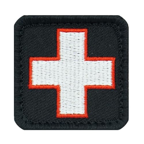 Café Viereck ® Bundeswehr Sanitäter Medic Kreuz Patch Gestickt mit Klett - 4 cm x 4 cm (schwarz/weiß 4 x 4 cm) von Café Viereck