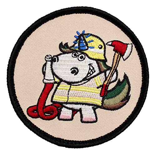 Café Viereck ® Feuerwehr Einhorn Fun Patch Gestickt mit Klett - 8 cm von Café Viereck