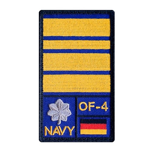 Café Viereck ® Fregattenkapitän Marine Bundeswehr Rank Patch mit Dienstgrad - Gestickt mit Klett – 9,8 cm x 5,6 cm (Blau) von Café Viereck