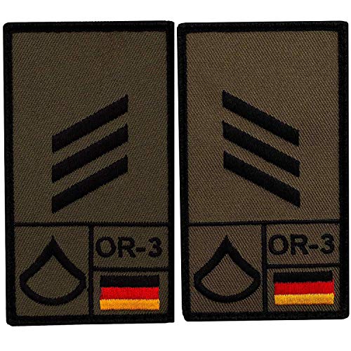 Café Viereck ® Hauptgefreiter Bundeswehr Rank Patch mit Dienstgrad - Gestickt mit Klett - 9,8 cm x 5,6 cm - 2 Stück von Café Viereck