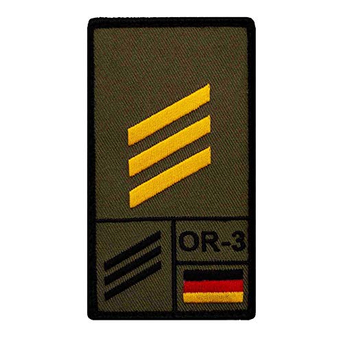 Café Viereck ® Hauptgefreiter Marine Bundeswehr Rank Patch mit Dienstgrad - Gestickt mit Klett – 9,8 cm x 5,6 cm – Oliv – Linke Seite von Café Viereck