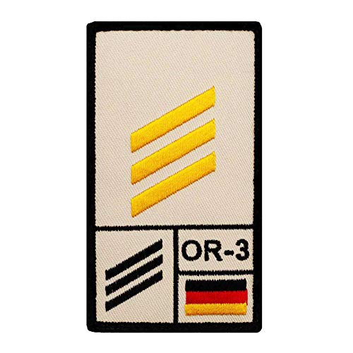 Café Viereck ® Hauptgefreiter Marine Bundeswehr Rank Patch mit Dienstgrad - Gestickt mit Klett – 9,8 cm x 5,6 cm – Sand – Linke Seite von Café Viereck