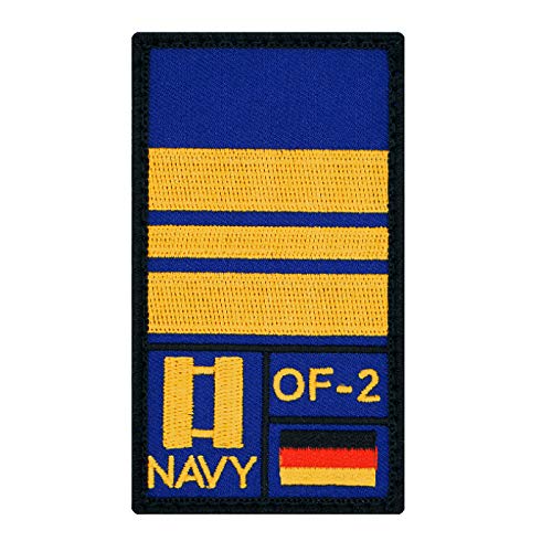 Café Viereck ® Kapitänleutnant Marine Bundeswehr Rank Patch mit Dienstgrad - Gestickt mit Klett – 9,8 cm x 5,6 cm (Blau) von Café Viereck