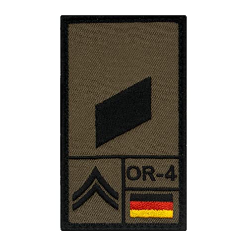 Café Viereck ® Korporal Bundeswehr Rank Patch mit Dienstgrad - Gestickt mit Klett – 9,8 cm x 5,6 cm – Oliv – Linke Seite von Café Viereck