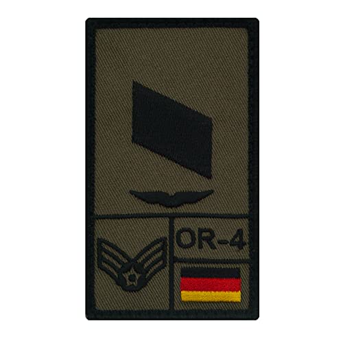 Café Viereck ® Korporal Luftwaffe Bundeswehr Rank Patch mit Dienstgrad - Gestickt mit Klett – 9,8 cm x 5,6 cm – Oliv – Rechte Seite von Café Viereck