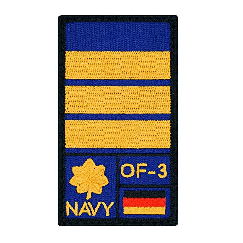 Café Viereck ® Korvettenkapitän Marine Bundeswehr Rank Patch mit Dienstgrad - Gestickt mit Klett – 9,8 cm x 5,6 cm (Blau) von Café Viereck