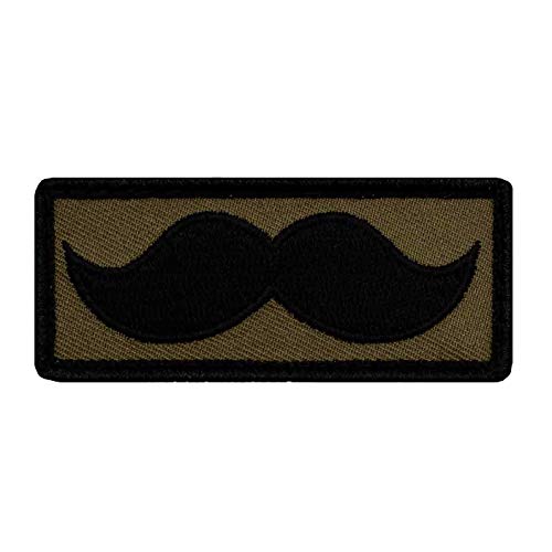 Café Viereck ® Lustiges Fun Bundeswehr Patch Gestickt mit Klett – 7 cm x 3 cm - Bart Oliv von Café Viereck