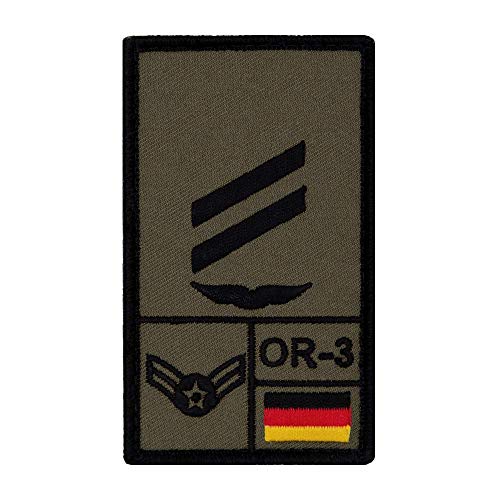 Café Viereck ® Obergefreiter Luftwaffe Bundeswehr Rank Patch mit Dienstgrad - Gestickt mit Klett – 9,8 cm x 5,6 cm (Oliv) von Café Viereck