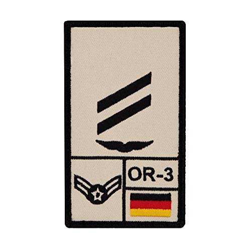 Café Viereck ® Obergefreiter Luftwaffe Bundeswehr Rank Patch mit Dienstgrad - Gestickt mit Klett – 9,8 cm x 5,6 cm (Sand) von Café Viereck