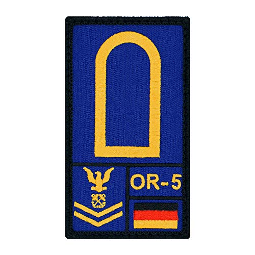 Café Viereck ® Obermaat Marine Bundeswehr Rank Patch mit Dienstgrad - Gestickt mit Klett – 9,8 cm x 5,6 cm (blau) von Café Viereck