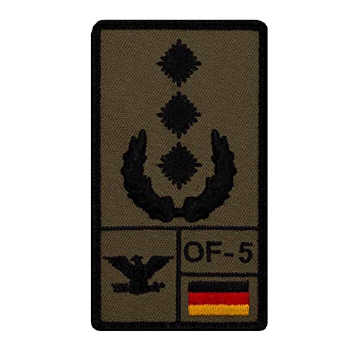 Café Viereck ® Oberst Bundeswehr Rank Patch mit Dienstgrad - Gestickt mit Klett – 9,8 cm x 5,6 cm (Oliv) von Café Viereck