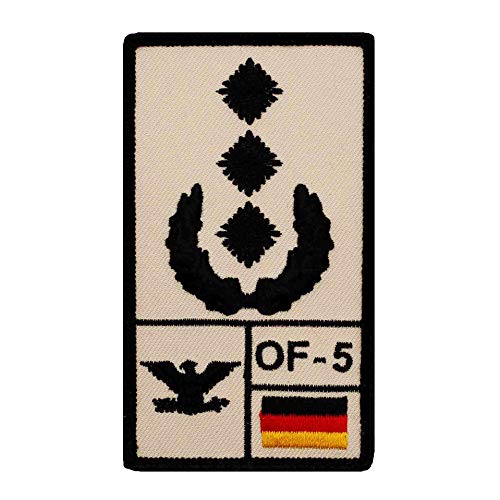 Café Viereck ® Oberst Bundeswehr Rank Patch mit Dienstgrad - Gestickt mit Klett – 9,8 cm x 5,6 cm (Sand) von Café Viereck