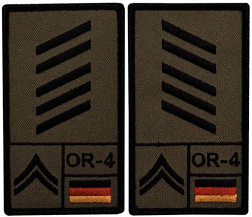 Café Viereck ® Oberstabsgefreiter Bundeswehr Heer – Rank Patch mit Dienstgrad – Gestickt mit Klett - 9,8 cm x 5,6 cm – 2 Stück – Oliv – Linke und Rechte Seite von Café Viereck